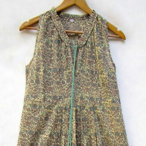 floral screen printed cotton maxi dress - sleeve less summer long dress - ruffle Henley neckline with tassel bohemian maxi