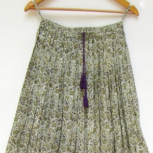 green summer gauzy style floral screen printed maxi skirts - long cotton maxi skirts with border