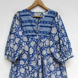 Royal Blue Flower Printed Cotton Long Bohemian Maxi Dress - Etsy