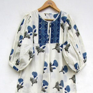 beautiful boota printed cotton long maxi dress - Henley neckline with button dress - 3/4th sleeve boho maxi