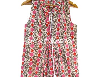red pink striped floral long maxi dress - ruffle v neckline with tassel cotton dress - sleeve less bohemian summer maxi