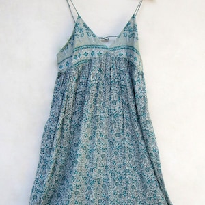 teal green floral printed cotton long women maxi dress - sleeve less with strap dress - v neckline bohemian women maxi