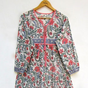 summer cotton ethnic wear women look maxi dress - v neckline with tassel indian dress - long sleeve maxi