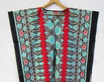 classic regular printed cotton winter wear kaftan | v neckline with drawstring bohemian kaftan