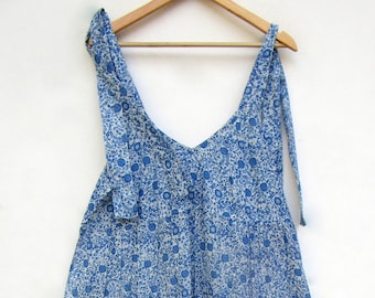 summer travel wear cotton mini maxi dress - deep v neckline with strap mini dress - sleeve less mini maxi