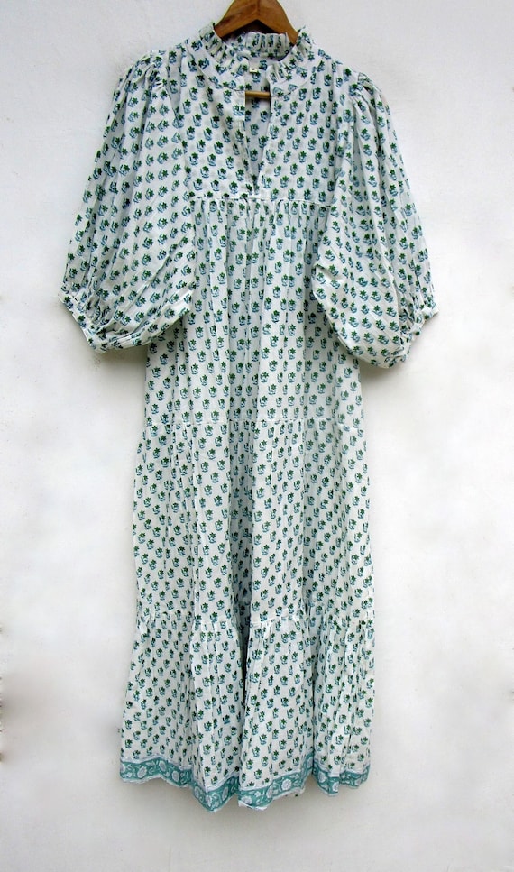 summer printed little booty printed cotton maxi dress - v neckline dress - 3/4th sleeve with buttons maxi summer printed little booty printed cotton maxi dress - v neckline dress - 3/4th sleeve with buttons maxi