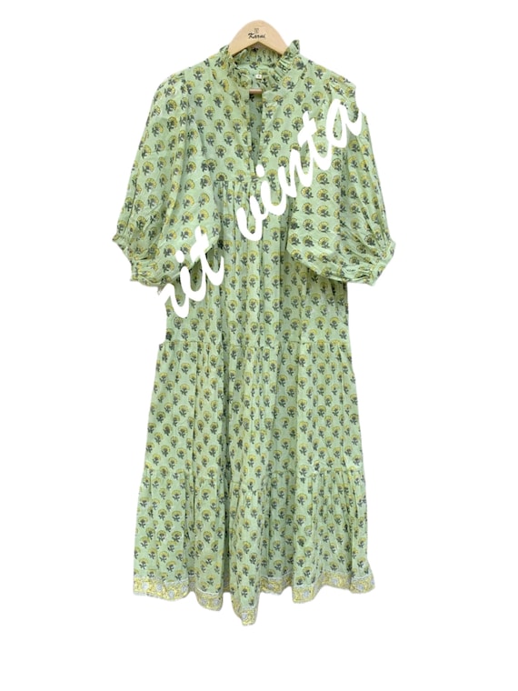 green dress yellow flowers Vintage 1950s Floral Cocktail Dress: Yellow & Green Party Dress, Size S