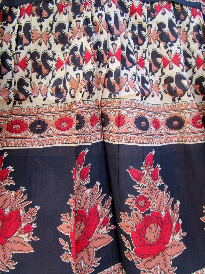 floral screen printed cotton blouse tops - v neckline with tassel summer blouse - long sleeve bohemian tunics image 6