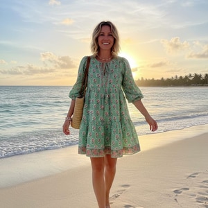 green sun dress women Long Boho Dresses with Belt Free shipping -PRETTY GARDEN – PRETTYGARDEN
