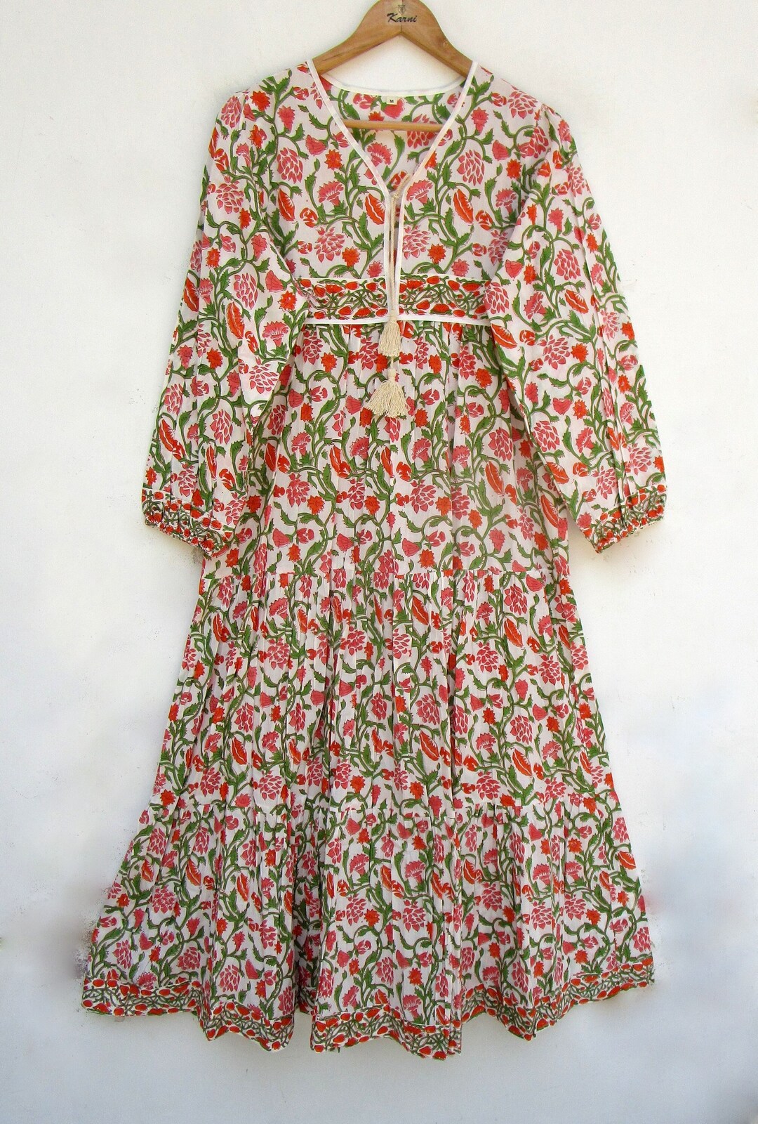 Orange Cotton Maxi Dress With U Neck Sleeveless For Women By Wavlynn Flowy Breathable Summer Style main image 1