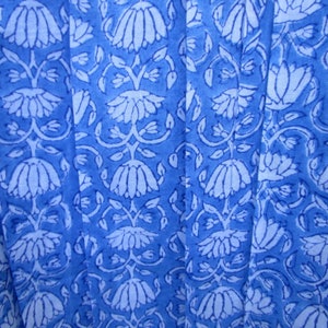 Blue Floral Block Print Cotton Blouse – Long Sleeve Boho Top with Tassels – Indian Handmade Peasant Shirt – Lightweight Summer Kurti image 7