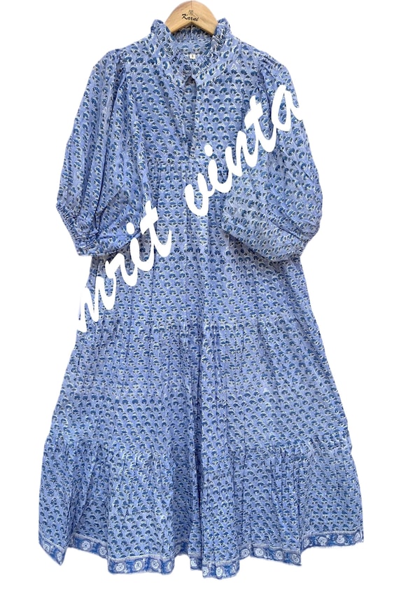 blue three drawer dresser Baby Blue Floral Tiered Ruffle Midi Dress – Fashion Cupcake