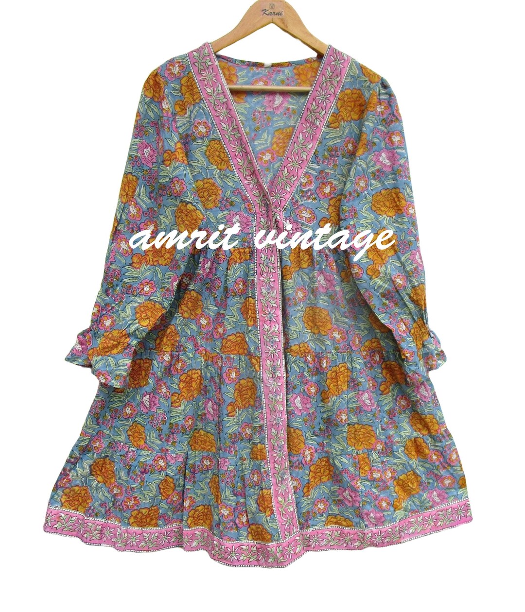 all over printed dress design All-over print long sleeve midi dress ColorPop Fashion