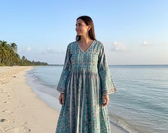 Robe Pistachio - Cotonnade à Smocks - Couleur Blanc - Taille M - Occasion Très Bon état