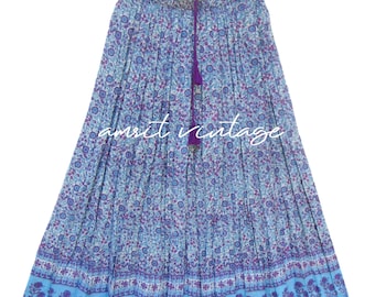 vintage  fashion printed cotton long bohemian maxi skirts - broomstick style ethnic wear maxi skirts