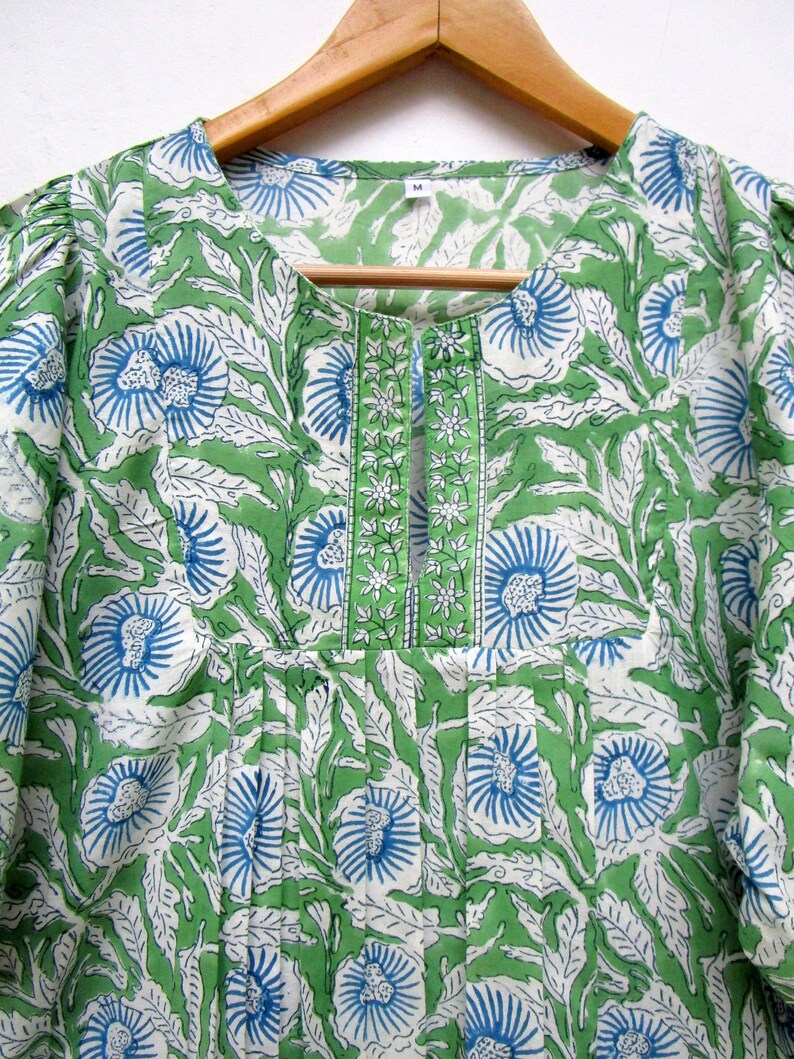 Green - Block Print Cotton Sanganeri Stitched Blouse 05
