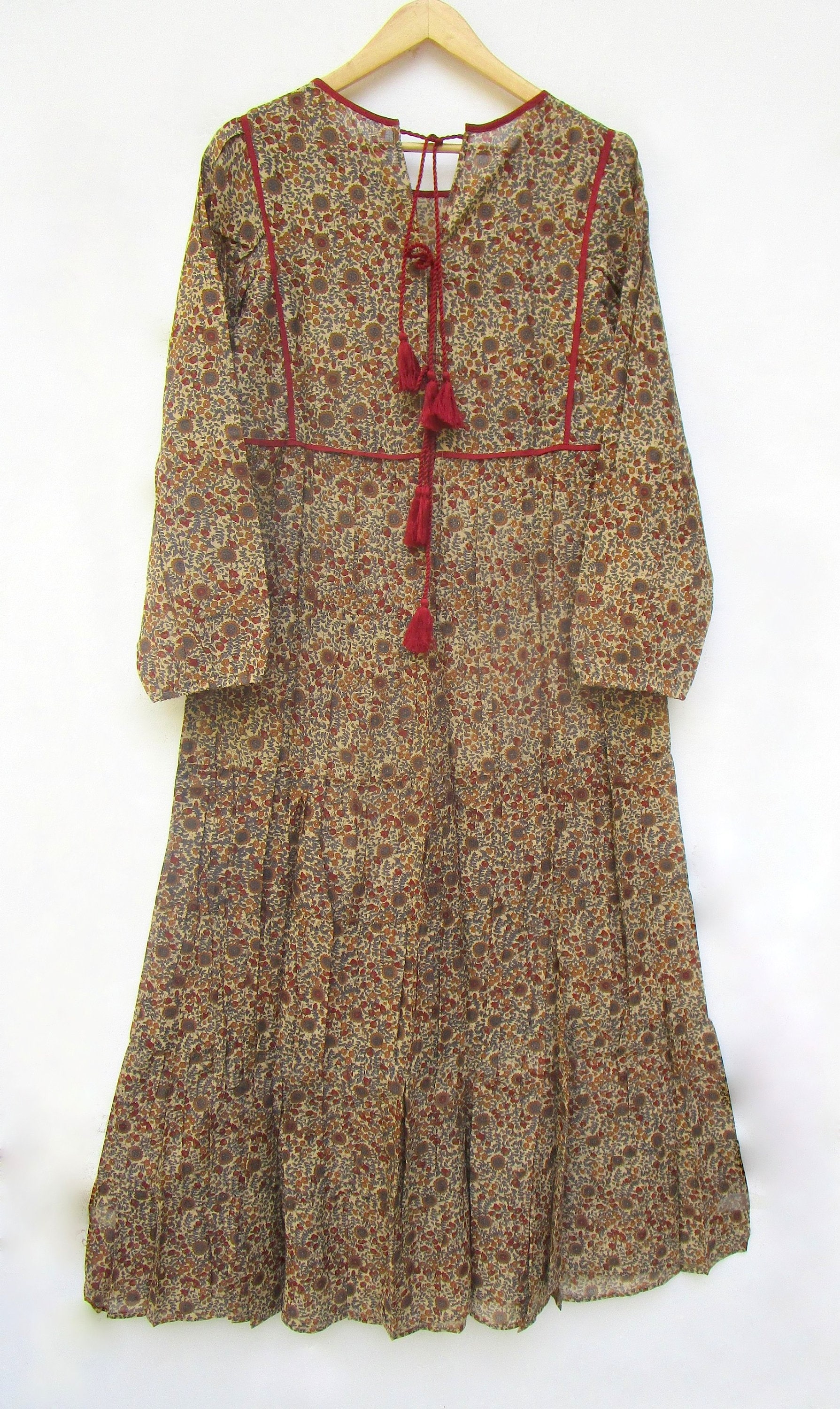 brown flower print tassel maxi dress Z Supply Lanie Zinn Floral Maxi Dress