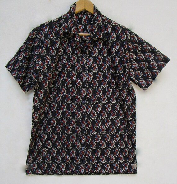 Classy Look Flower Printed Cotton Bohemian Men s Shirts Half