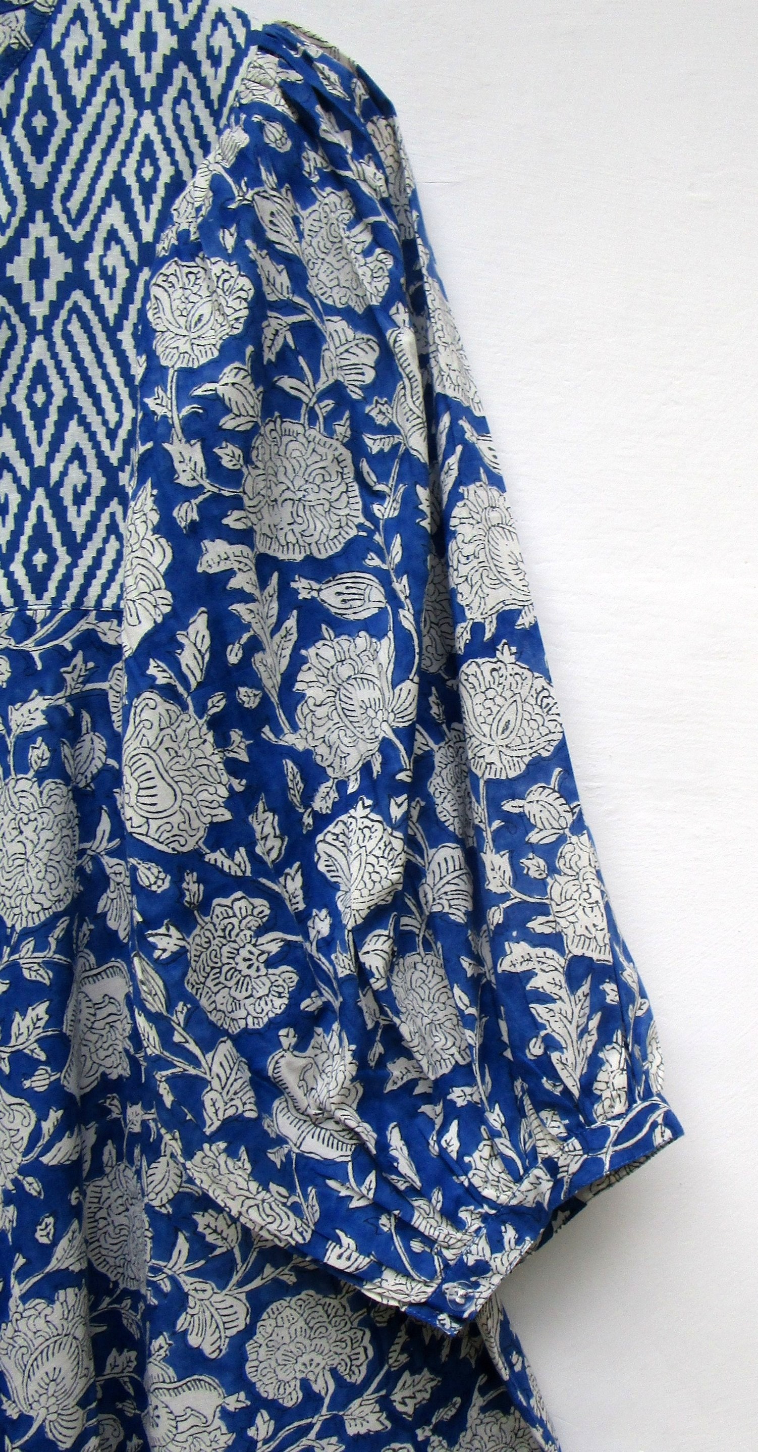 Royal Blue Flower Printed Cotton Long Bohemian Maxi Dress - Etsy