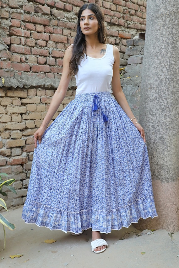 Cotton long online skirt with top