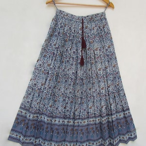 burgundy flower printed screen look long maxi skirts - cotton Indian printed summer wear long maxi skirts