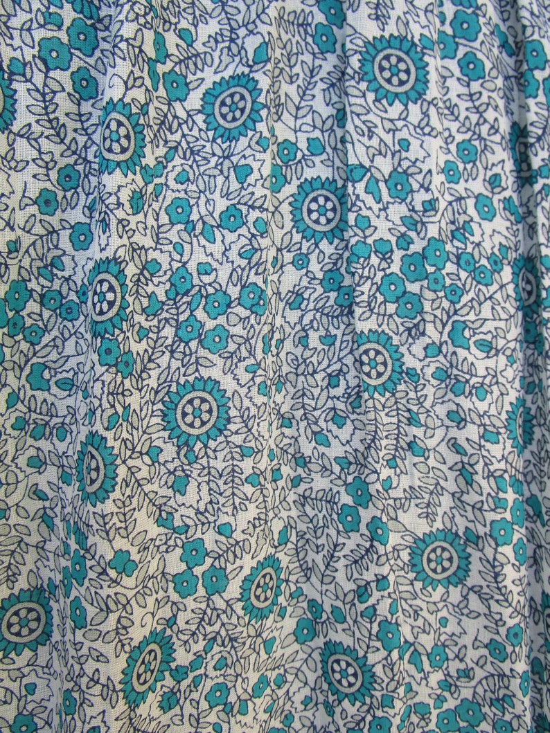 teal green floral printed cotton long women maxi dress sleeve less with strap maxi dress v neckline bohemian women maxi dress image 3