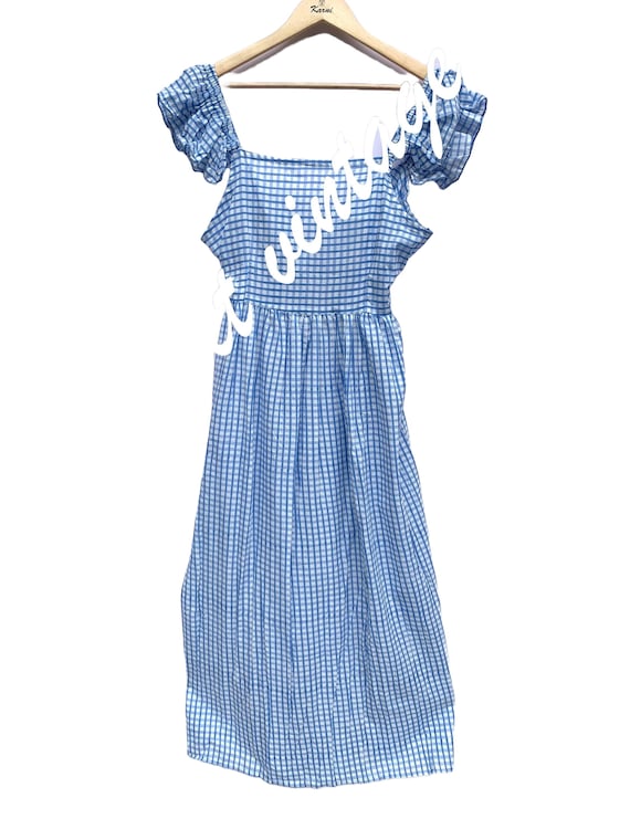 blue gingham off the shoulder dress Sassy Shortcake Fair & Square Dress main image 0