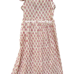 Pink Floral Cotton Summer Midi Dress – Ruffle Strap Cottagecore Dress – Block Print Boho Dress – Handmade India Sundress