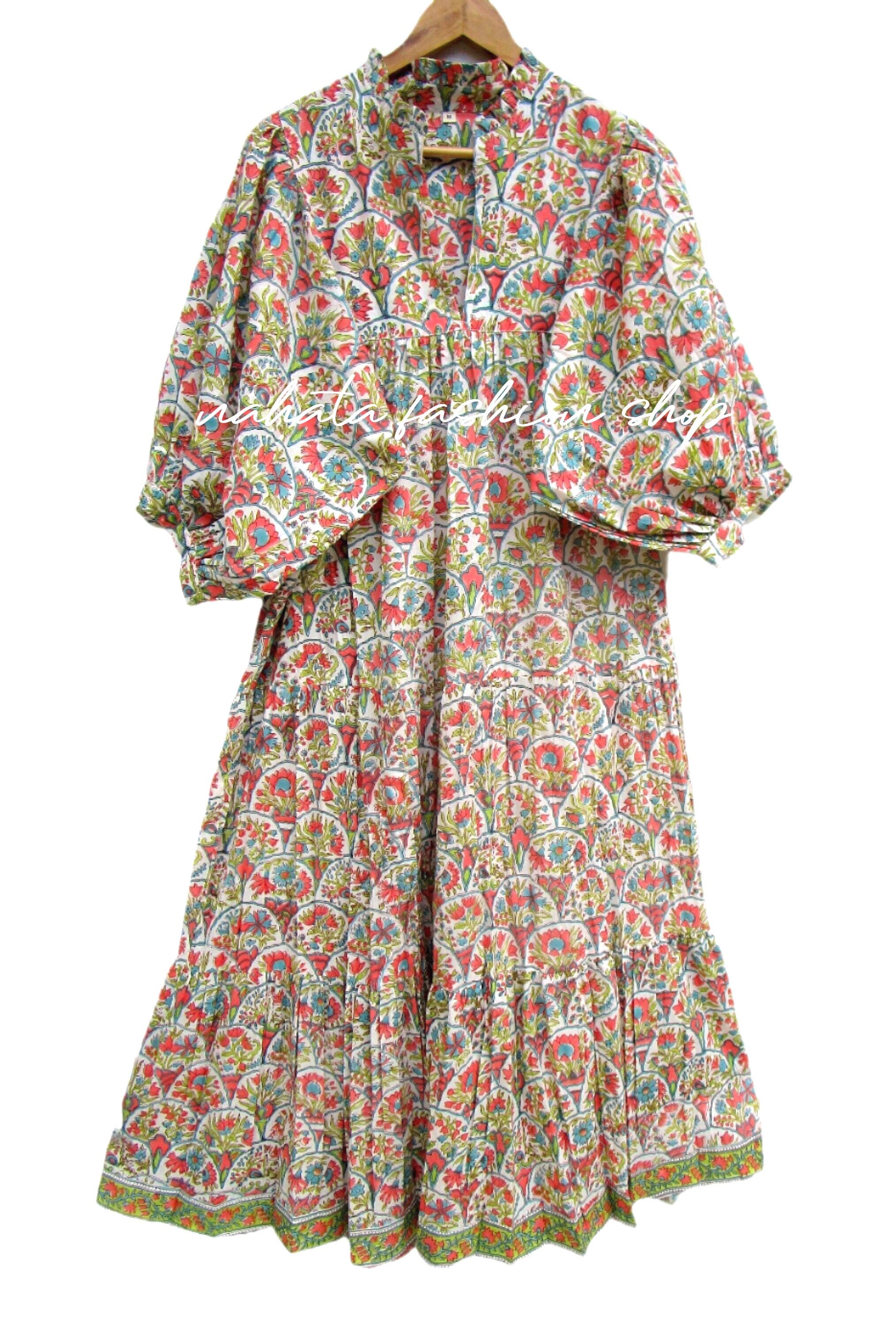 summer casual bohemian maxi dress - v neckline women maxi dress - 3/4th sleeve with button maxi dress