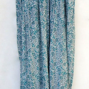 teal green floral printed cotton long women maxi dress - sleeve less with strap dress - v neckline bohemian women maxi image 3