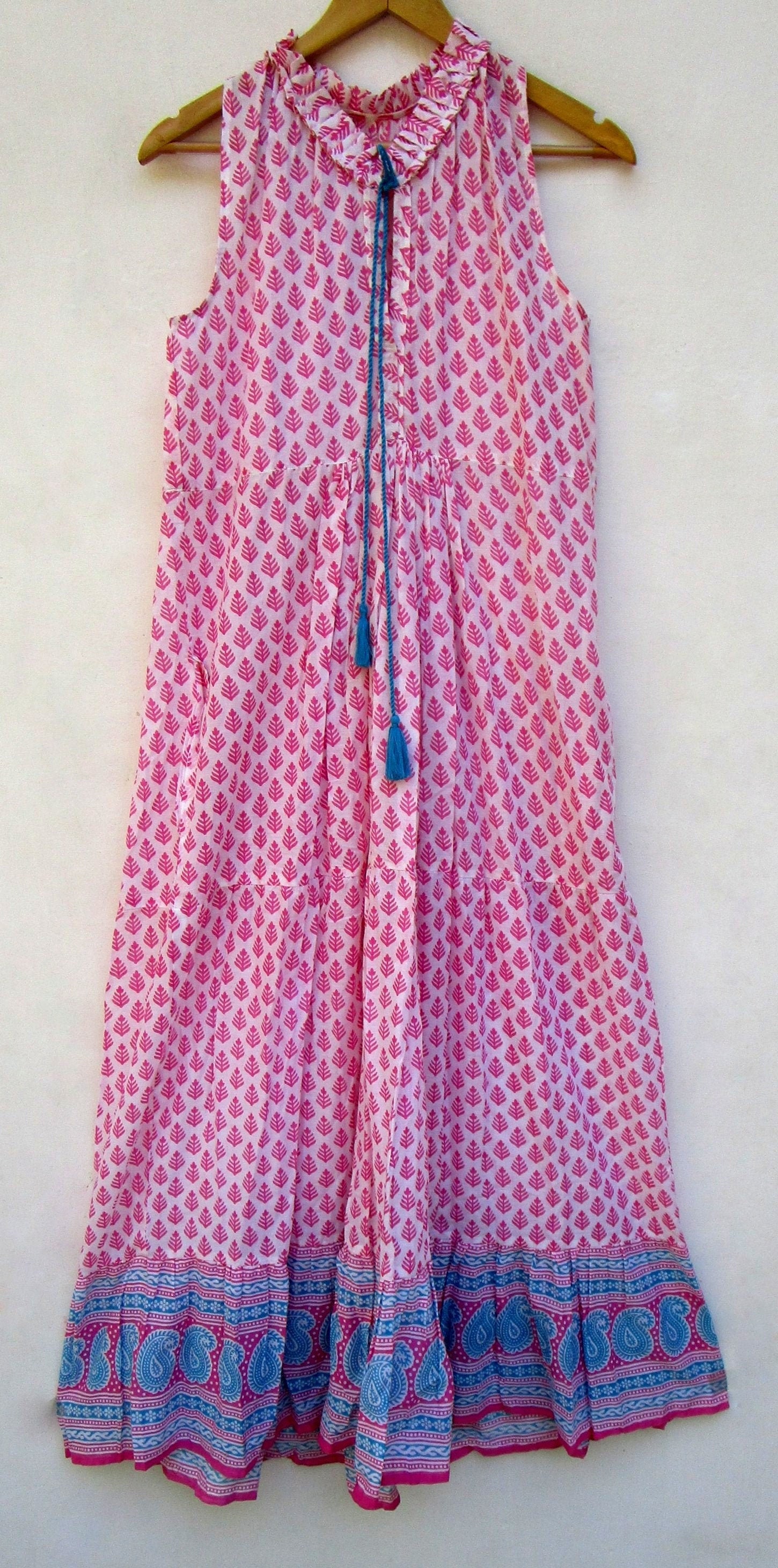 Generic Summer Maxi Dress Women Pink Floral Print Boho Beach Dress