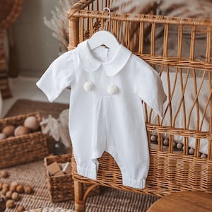 Boy christening outfit, boys baptism romper, newborn baptism boys outfit, christening romper, white baby romper boy, boy blessing outfit