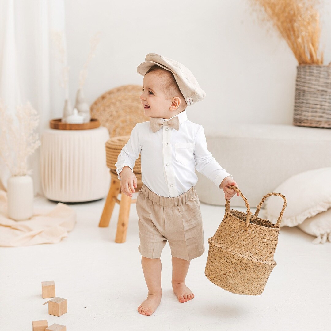 White Linen Suit for Little Boys Baby Button Down Shirt and Etsy