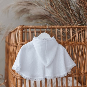 White linen cape with hood for kids