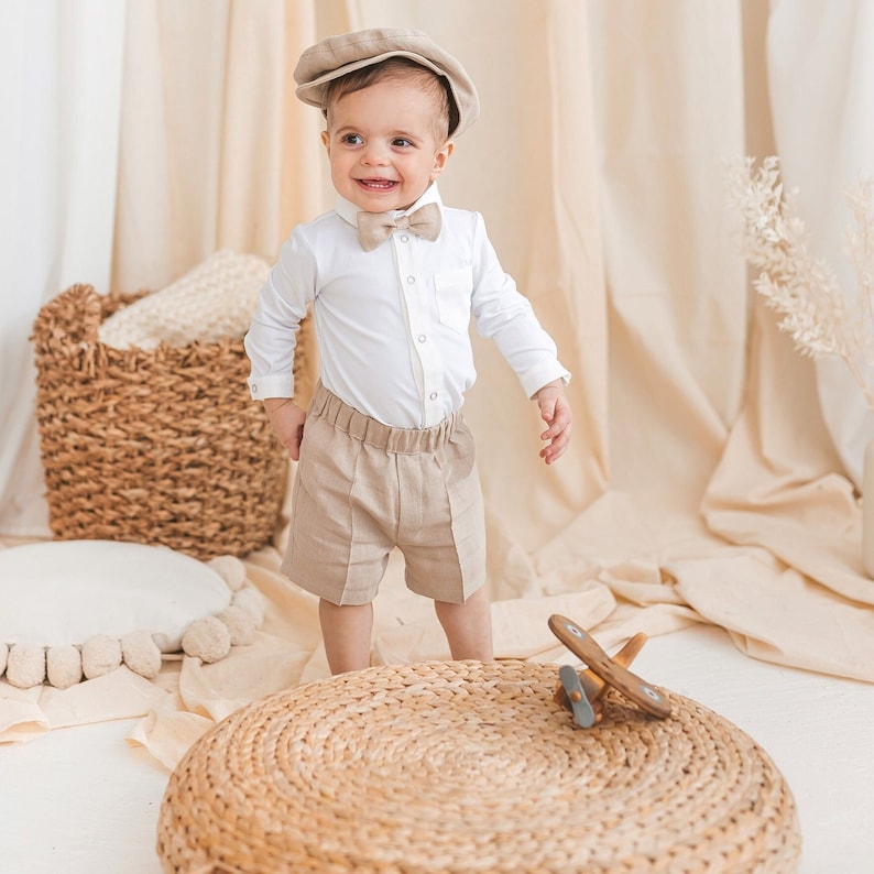 White Linen Suit for Little Boys Baby Button Down Shirt and Etsy