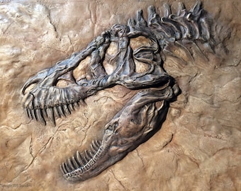 T-Rex Fossil Replica - 11 x 14 Relief Sculpt