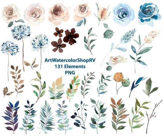 Watercolor Clipart Flowers Clipart Blue Burgundy Vintage Etsy Watercolor Clipart Flowers Clipart Blue Burgundy Vintage Etsy