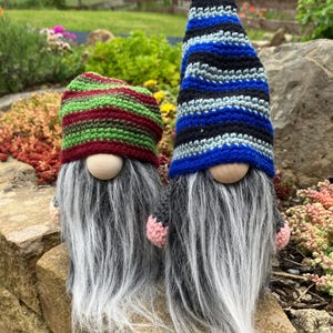 Crochet Gnome: Striped Hat, Bushy Beard, 14cm