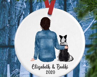 girl and dog ornament