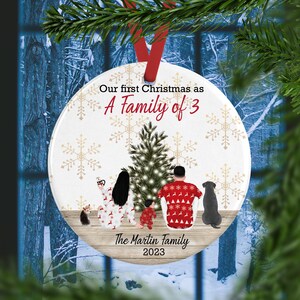 Our First Christmas Ornament, as a Family of 3, 2025 Christmas Ornament, Gift for New Family, Babys 1st Christmas, Baby Shower Gift