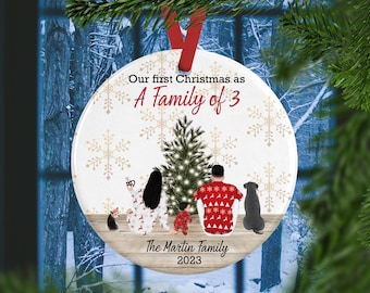 Our First Christmas Ornament, as a Family of 3, 2025 Christmas Ornament, Gift for New Family, Babys 1st Christmas, Baby Shower Gift
