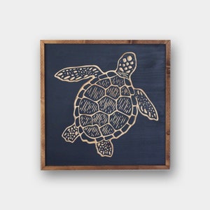 Carved Sea Turtle Wall Art  - Beach House Decor - Framed Turtle Carving - Turtles - Nautical Decor - Wildlife Art & Decor - Marine Life