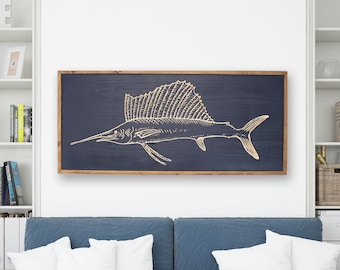 Art mural en bois sculpté de voilier | Décoration côtière nautique
