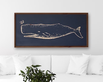 Carved Sperm Whale Wall Art | Vintage Nautical Decor