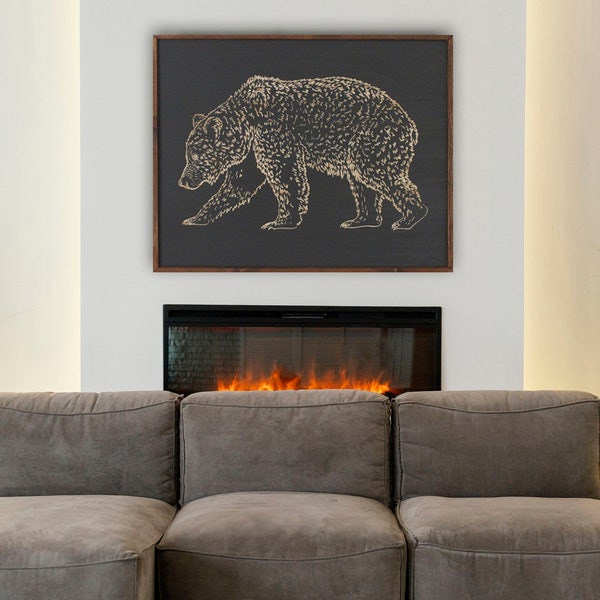 Carved Bear Wall Art - Wildlife Decor - Mountain Home - Grizzly Bear - Carved Wood Wall Art