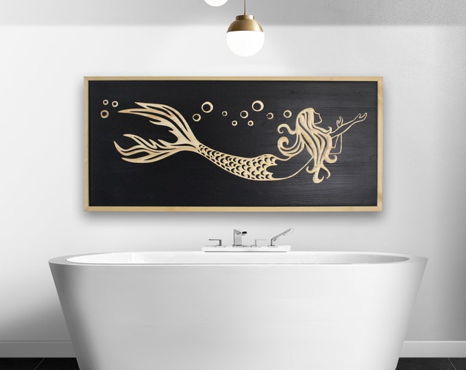Carved Mermaid Wall Art || Nautical Decor || Sea Life Decor || Coastal ...