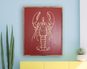 Décoration murale homard sculpté - décoration nautique - maison côtière - maison de plage - bois - aclevercut.com