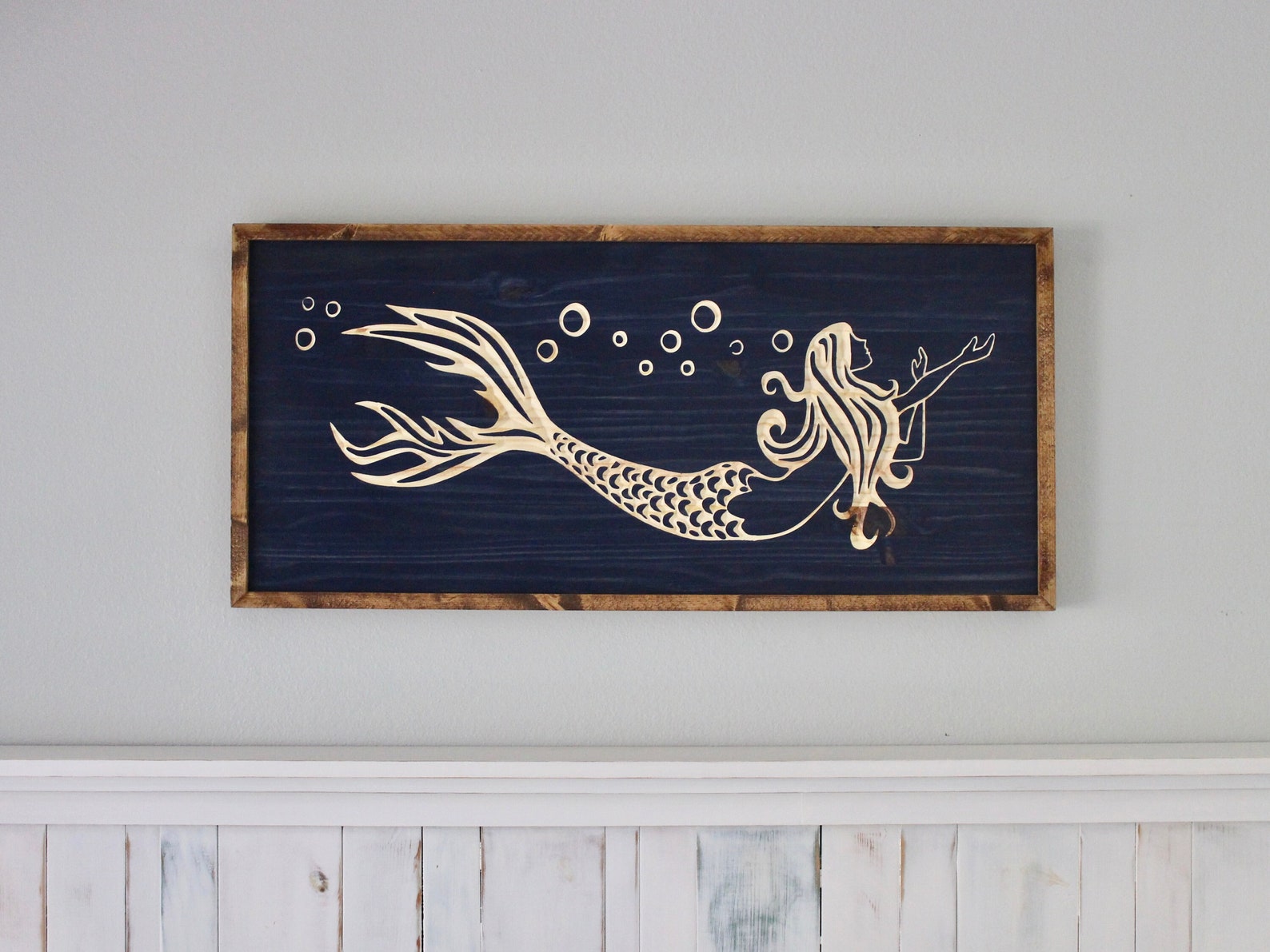Carved Wood Mermaid Wall Art | Nautical Coastal Decor - Etsy