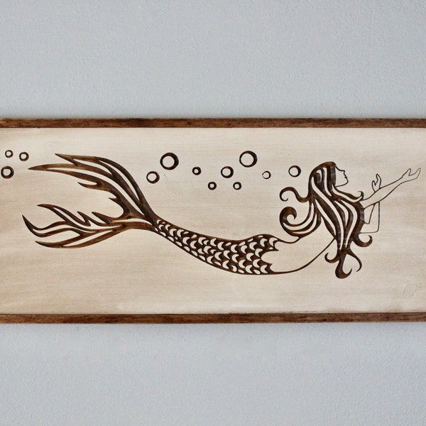 Wood Mermaid Wall Decor Etsy