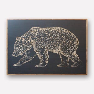 Carved Bear Wall Art - Wildlife Decor - Mountain Home - Grizzly Bear - Carved Wood Wall Art